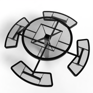 Tavolo da Giardino/Esterno OEM 46\" NERO con Sedie, Montaggio a <span class=keywords><strong>Terra</strong></span>, Rete Metallica Espansa Rotonda, Set da 4 Posti - Product Image 3