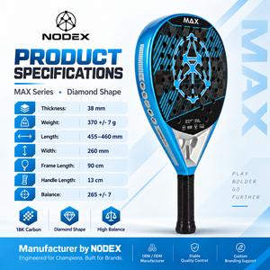 Raquette de padel NODEX en carbone intégral, légère, personnalisée OEM, forme goutte d'eau, approuvée FIP. - Product Image 2
