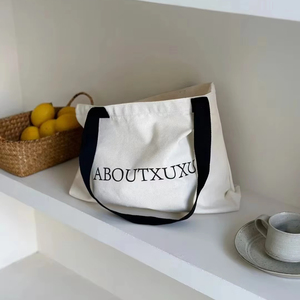 Xuerry Wholesale High Quality Personal Brand Large Eco-friendly Cotton Reusable Custom logo Print <b>Tote</b> Bag Canvas Shopping Bag - Product Image 3