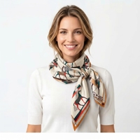 Écharpe en soie sergé personnalisable de 90 cm, roulée à la main, 14 mm, 100 % soie de mûrier, imprimée numériquement, pour femme, faible MOQ, bandana foulard personnalisé