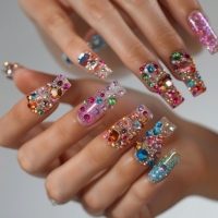 Dekorasi Kuku Berkualitas Tinggi B3, Kristal Kaca Berkilau, Batu Rhinestone Bentuk Berbagai, Grosir