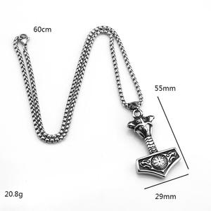 Yunnique – pendentif marteau de Thor en acier inoxydable, breloque sur le thème des Vikings, bijoux cadeau pour hommes - Product Image 5