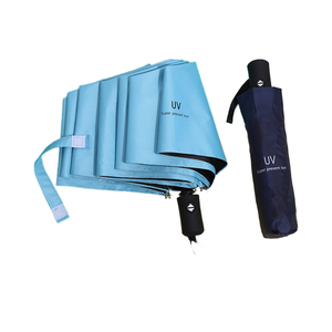 定制商务礼品 UV 黑色涂层防晒伞，防紫外线，三折全自动雨伞和遮阳伞 - Product Image 2