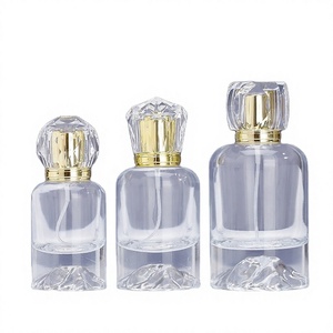 High-end Transparent Volcano-Shaped Cylindrical <b>Glass</b> Pump <b>Spray</b> <b>Bottle</b> Pressed Neck Perfume 50ml Decal Surface/ - Product Image 4