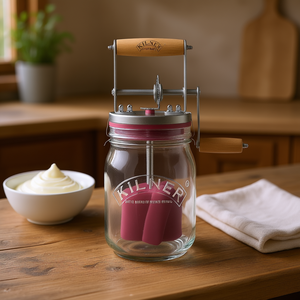 Ensemble pour la fabrication du beurre Kilner, pot en verre de 1 L avec manivelle et recettes pour la préparation du beurre maison - Product Image 3