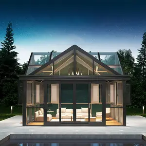 Il Prezzo all'ingrosso Personalizzato Stile Moderno Telaio In Alluminio Veranda Commerciale Casa di Vetro