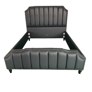 Letti in Legno di Alta Qualità Misura King Size con <span class=keywords><strong>Testiera</strong></span> Alta e Morbida in Tessuto Vellutato - Product Image 6