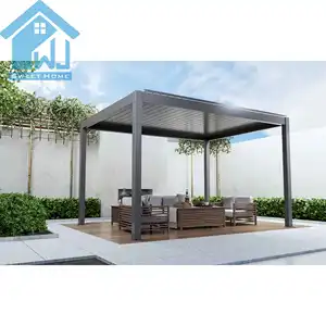 Barbekü partisi alüminyum pergola için RGB LED ışıkları ile lüks açık motorlu Gazebo çadır