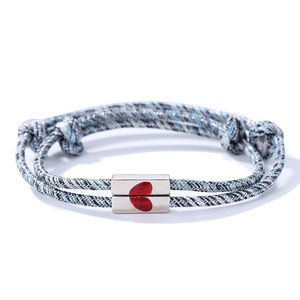 Heart Shaped Couple Bracelets Woven Red Heart Magnetic Closure Unisex Gift Jewelry Set SS 006 - Product Image 1
