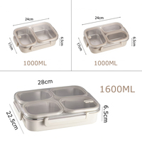Boîte à lunch en acier inoxydable de qualité alimentaire pour écoliers et adultes Boîte à lunch Bento en métal étanche à 4 compartiments