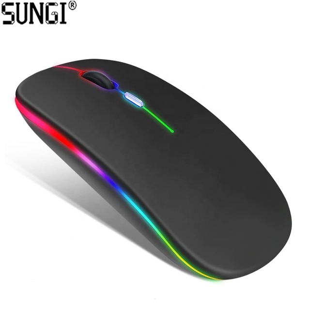 LED Wireless Mouse Dual Mode Slim Rechargeable Silent Mouse 2.4G Portable USB Optical Computer Mice With USB Receiver