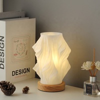 Lampe LED en forme de fleur imprimée en 3D personnalisée, vase en PLA, batterie rechargeable, base en bois, veilleuse pour la décoration de table à la maison