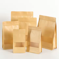 Sacs en papier kraft brun écologiques avec fermeture éclair en PE, qualité alimentaire, pour l'emballage alimentaire, MOQ 100 pièces