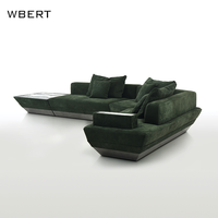 WBERT Canapé de salon italien moderne de luxe en cuir vert émeraude-Accoudoirs en marbre, ensemble de canapés modulables-Muebles Para Hogar