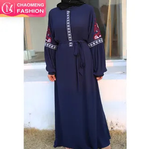 6267# Moroccan Kaftan Wholesale Muslim Abaya Designs Maxi Long Sleeve Dresses With Belt Modest Women Clothing