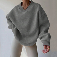 Pull à col boutonné en maille unie pour femme, style décontracté européen et américain, nouvelle collection automne 2024, taille ample, sweat-shirt de grande taille, Chine