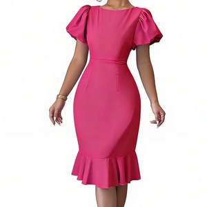 Vestidos de Moda para Mujer con Cuello Redondo, Manga Farol, Volantes, Elegantes y Sensuales, Estilo Cola de Pez - Product Image 5