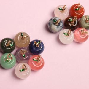 Ingrosso cristallo naturale guarigione pietre preziose sciolte forma di mela <span class=keywords><strong>ametista</strong></span> quarzo rosa Lapis agata turchese ciondolo gioielli da te - Product Image 4