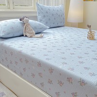 Ensemble de trois pièces de draps-housses en gaze double épaisseur froissée en coton de qualité supérieure