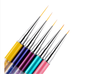 Lot de 5 pinceaux longs à manche diamant pour nail art, poils en nylon, outils de précision pour la manucure et le nail art - Product Image 4