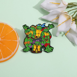 Bán Buôn Kim Loại Pins Màu Xanh Lá Cây Rùa Phim Hoạt Hình Phim Hoạt Hình Màu Xanh Lá Cây Rùa Anh Em Trâm Kim Loại Huy Hiệu Ve Áo Pins - Product Image 4