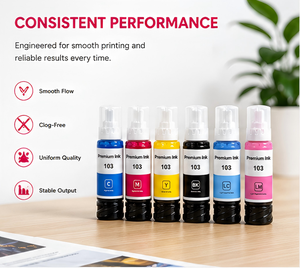 โรงงานหมึก EBEST ขวดหมึก 103 ใช้ได้กับ <span class=keywords><strong>Epson</strong></span> <span class=keywords><strong>L3110</strong></span> L3111 L3150 L3151 หมึกเติมอิงค์เจ็ทแบบพรีเมียมสำหรับเครื่องพิมพ์ - Product Image 3