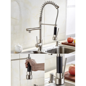 Robinet de cuisine monotrou en cuivre extractible Robinet de douche rotatif Robinet <span class=keywords><strong>d</strong></span>'évier pour vaisselle Pistolet pulvérisateur chaud-froid pour cuisine - Product Image 2