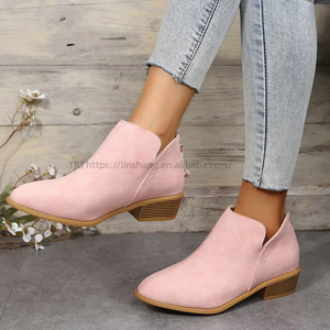 Botas de Mujer de Lujo, Estilo Británico, Color Sólido, Tacón de Diseñador, Botines Casuales para Dama - Product Image 2