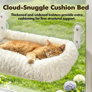 Hamac pour chat en fausse fourrure de lapin, avec ventouse, pour fenêtre, lit douillet d'hiver pour petits animaux, chaud et confortable, ODM - Product Image 5