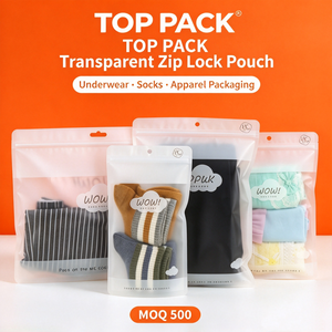Bolsa con Cierre Zip de PET Mate o Brillante Personalizada OEM con MOQ Bajo para Ropa Interior, Calcetines, Camisetas, Prendas de Vestir, Empaque de Marca de Ropa - Product Image 1