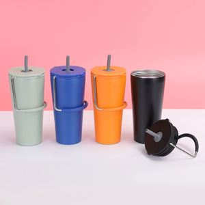 DD4316 Vaso Térmico de Acero Inoxidable de 30oz con Logotipo Personalizado, Acabado Mate, Tapa Antiderrames, Construcción de Doble Pared al Vacío, Asa y Popote 12-24 - Product Image 1