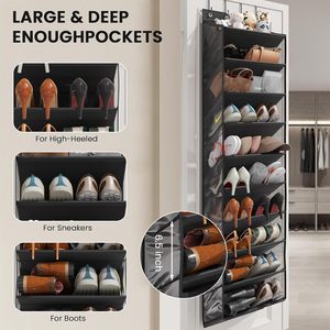 Over The Door Shoe Organizer 10 Tier Clear Pockets Hanging Rack For Closet Shoes Handbags Storage - Product Image 4