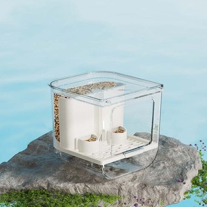 Gabbia per uccelli decorativa personalizzata con supporto per uccelli in plastica acrilica con alimentatore - Product Image 2