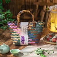 Boîte cadeau en bambou personnalisée pour Zongzi, sac à fond carré, emballage durable et recyclable, option de logo personnalisé, vente en gros disponible