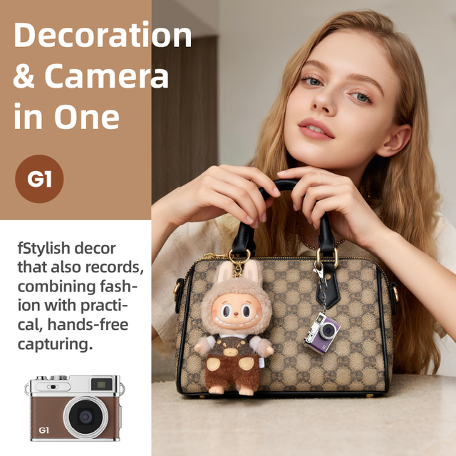 Mini Action Pocket Camera Retro Keychain Bag Charm Kids Toddler Digital Cam Micro SD Card Slot Handheld Travel Birthday Gift