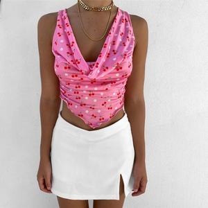 2021 Hot Summer Tank Tops for Girls Sexy Solid Color Floral Pattern With Lace Decoration Casual Style Tops - Product Image 2