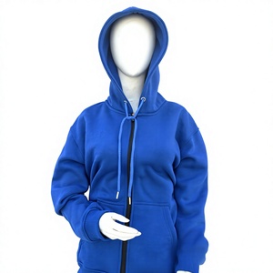 Sudadera con Capucha Azul Rey Premium de Felpa Francesa Antiarrugas 100% Algodón con Cierre de Cremallera y Cuello Redondo, Moda Boutique de Marca Privada para Mujer - Product Image 1