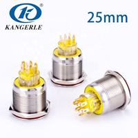 Interrupteurs à bouton-poussoir intelligents en acier inoxydable Chinakel 25MM, à actionnement momentané ou à enclenchement, IP67 IK10 LED 4A 2NO2NC avec boîtier, modèle KEL-25B
