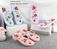 Vente en gros usine – Tongs ouvertes en EVA pour femmes, antidérapantes, anti-odeur, imprimées couleurs mélangées, printemps-été