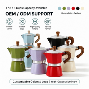 Kingze Classic Premium 1/3/6 Cups Aluminum Moka Pot <strong>Portable</strong> OEM Italian <strong>Coffee</strong> <strong>Maker</strong> for Home &amp; Cafe Use - Product Image 2