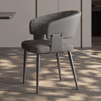 Chaises de salle à manger Hover Back, fixation à boulon central et assise en tissu tweed gris pour hôtel de charme, chambre d'hôtes, club, restaurant, café, bar