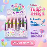 Stylo gel mignon en forme de tulipe, encre noire 0,5 mm, à retrait, écriture douce, stylo-bille floral pour étudiants