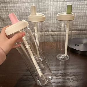Korean Style Large Capacity Portable Straw <b>Plastic</b> <b>Cup</b> With Lid For Travel And Daily Use - Product Image 4