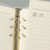 Bloc-notes spirale blanc A5, papier de remplissage pour calendrier à 6 trous, 80 feuilles
