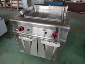 Peralatan katering berdiri bebas baja tahan karat Gas wajan dengan piring 2/3 datar & 1/3 beralur dengan kabinet - Product Image 2