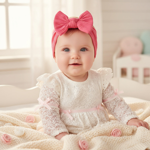 En gros Bandeau solide en nylon à nœud pour bébé, couche de tissu, élastique, style turban, pour nouveau-nés, garçons et filles - Product Image 2