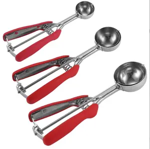 Cookie Scoop Set Professional Heavy Duty Fruit Muffin Cookie Scooper  Stainless Steel Ice Cream Scoops Set of 3 with Trigger