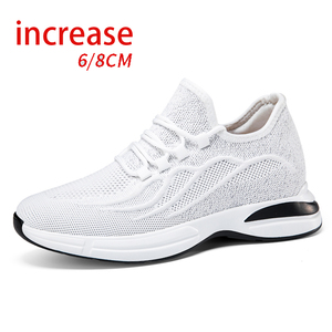 Summer Men's 10cm Height-Increasing Breathable Sports Casual Shoes Hollow-<b>Out</b> Mesh Kuaishou Douyin Fly-Knit Style Invisible - Product Image 1