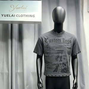 Servicio OEM, Camiseta Corta Casual Vintage de Algodón 100% de Alta Calidad con Estampado <span class=keywords><strong>DGT</strong></span>, Estilo Urbano, Talla Grande para Hombre - Product Image 4
