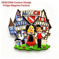 Aimant de réfrigérateur souvenir touristique personnalisé Alsace France, en polyrésine 3D, couple folklorique, cadeau de mariage, autocollant décoratif pour réfrigérateur